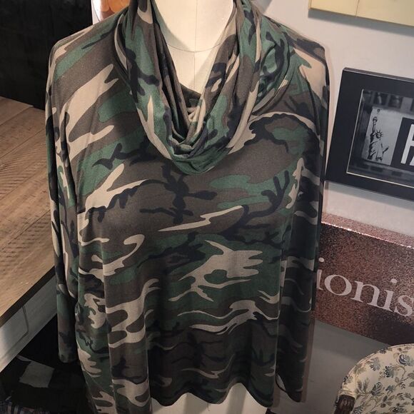 Camo Loungewear Hi Lo Poncho with Cowl Neck Comfort. Relax and disappear 🫥 - Picture 3 of 17